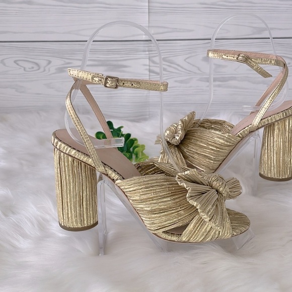 Loeffler Randall “Camellia” Gold Pleated Bow Heel - Picture 2 of 11
